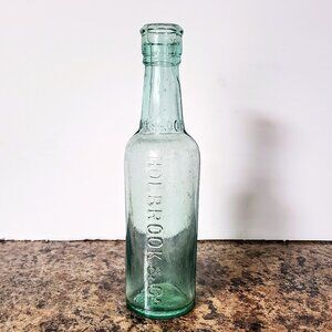Antique Holbrook & Co Aqua Green Glass Bottle, 1890-1910